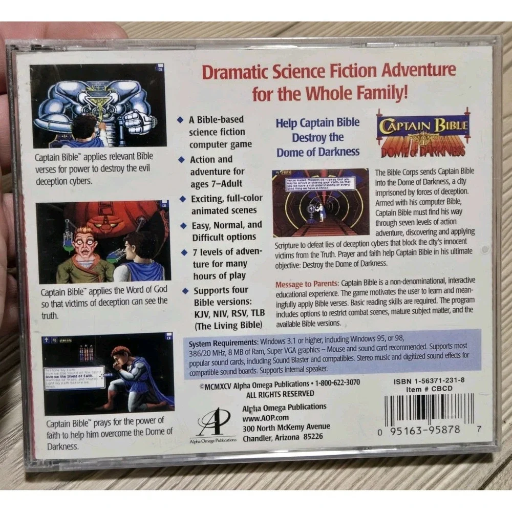 Captain Bible Dome of‎ Darkness PC 1995 Religious Adventure Game NEW SEALED
